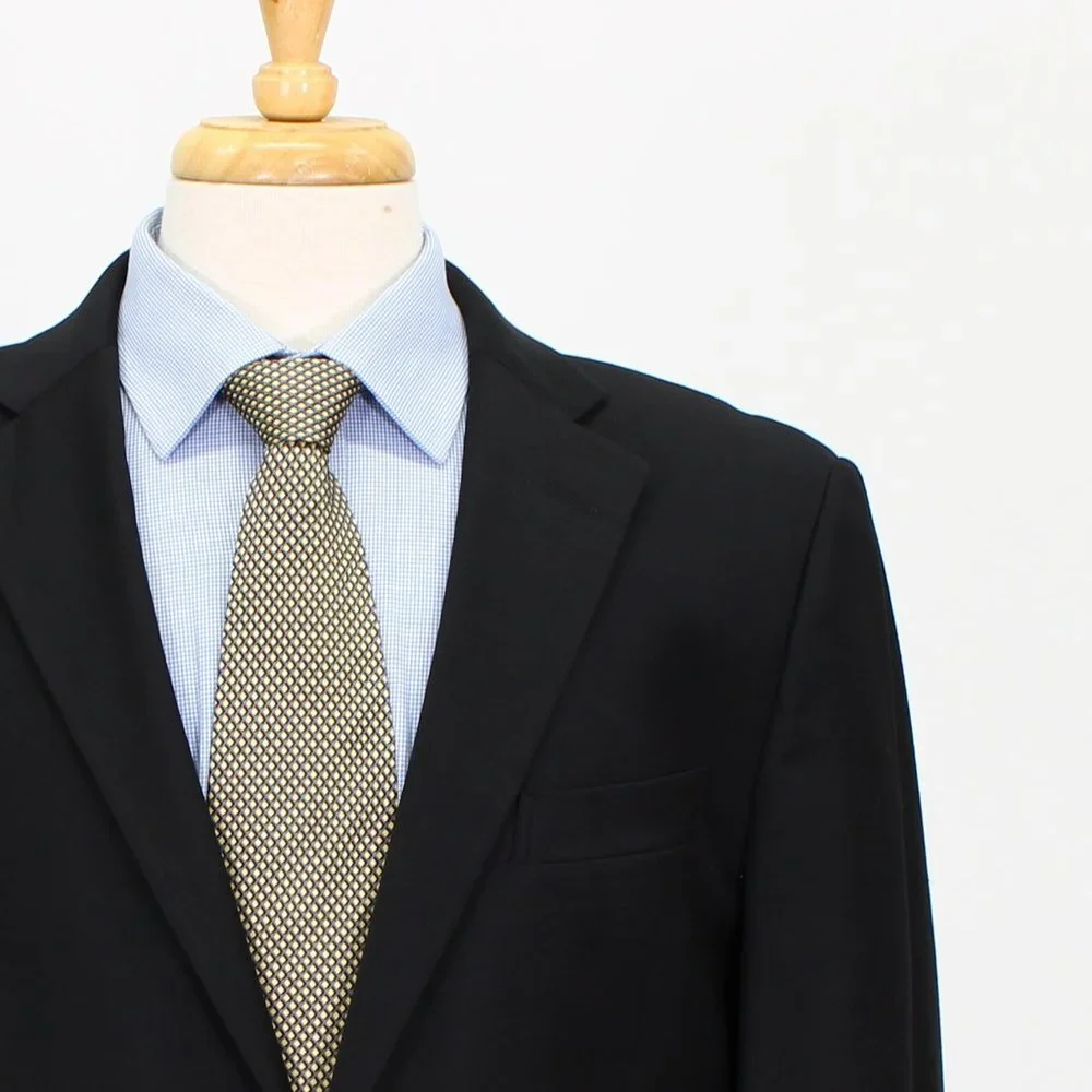 John W. Nordstrom 40R Black Solid 2-Button Sport Coat Blazer Jacket O246